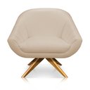 Ver imagem 4 de Kit 02 Poltronas Giratória Giovana Corino Base Madeira Ma30