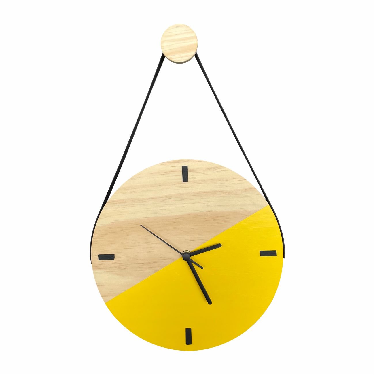 Relógio Decorativo Edward Clock Escandinavo Amarelo com Alça
