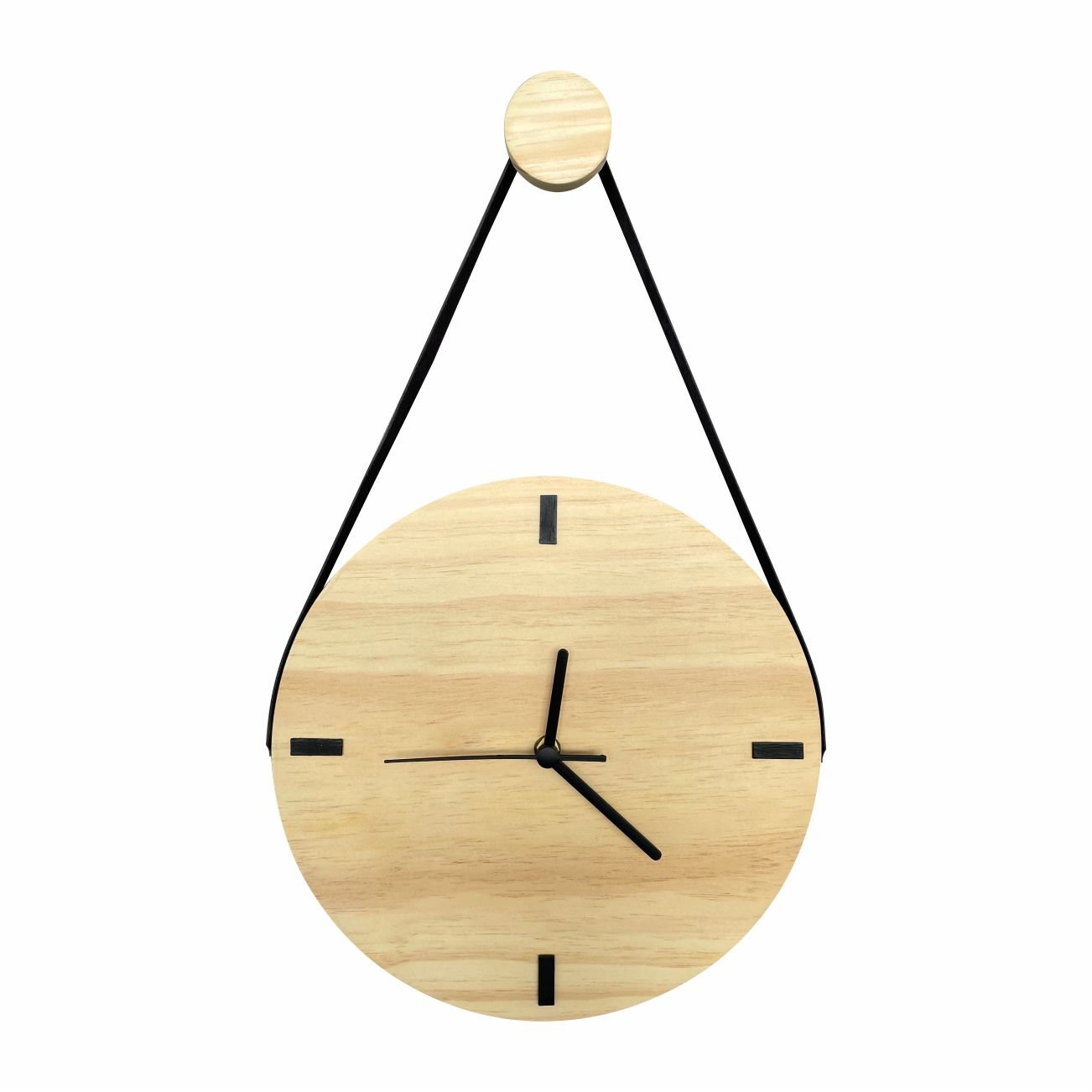 Relógio Decorativo Edward Clock Escandinavo Natural Madeira com Alça - 1