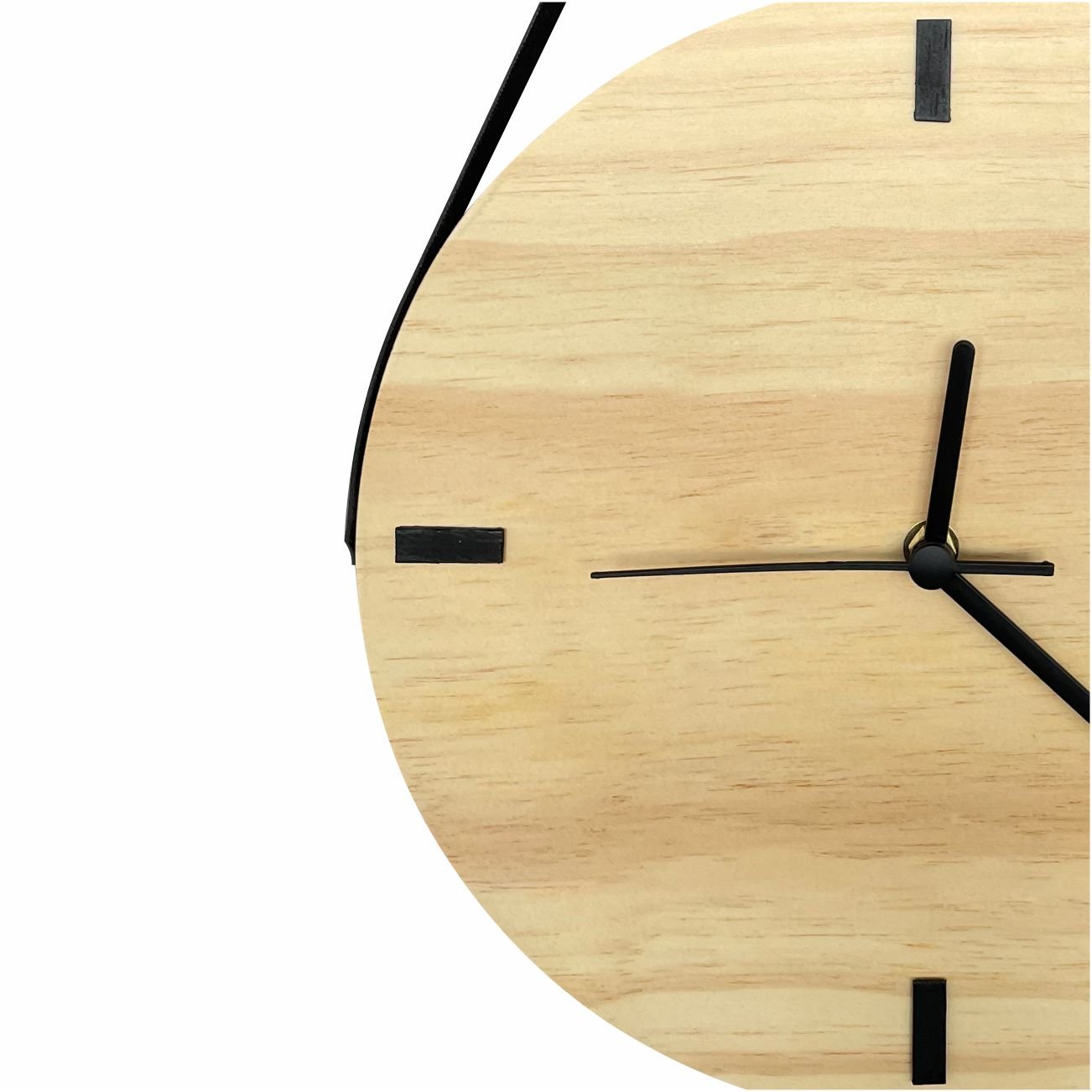 Relógio Decorativo Edward Clock Escandinavo Natural Madeira com Alça - 2