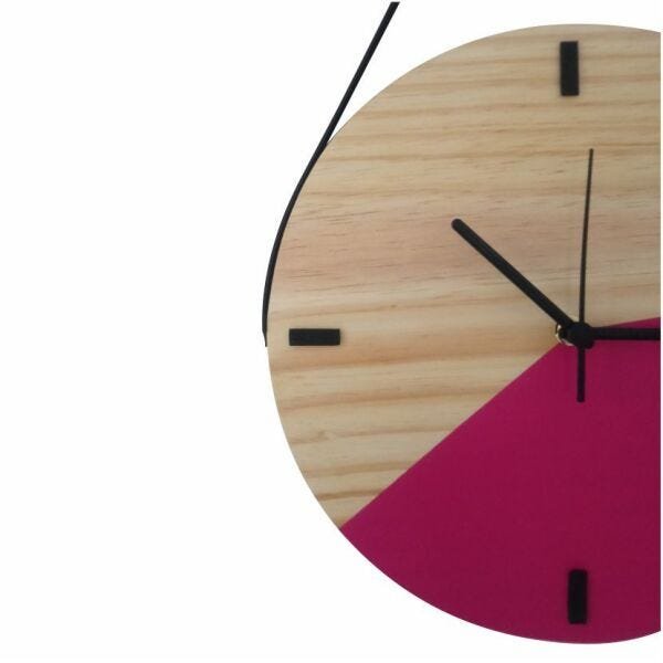 Relógio Decorativo Edward Clock Escandinavo Magenta com Alça - 3