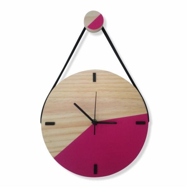 Relógio Decorativo Edward Clock Escandinavo Magenta com Alça - 1