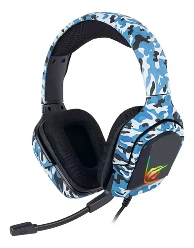 Fone de Ouvido Headset Gamer Led Usb Cor Camuflado Azul - 1