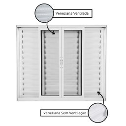 Janela de Alumínio Branco Veneziana de Correr 6 Folhas Linha Magnum Atlântica A=1,00m x L=2,00m - 7