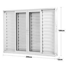 Janela de Alumínio Branco Veneziana de Correr 6 Folhas Linha Magnum Atlântica A=1,00m x L=2,00m - 3