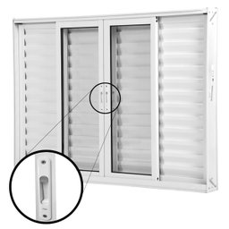 Janela de Alumínio Branco Veneziana de Correr 6 Folhas Linha Magnum Atlântica A=1,00m x L=2,00m - 1