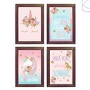 Ver imagem 3 de Kit com 4 Quadros Decorativos Infantil para Quarto Unicórnio:branca