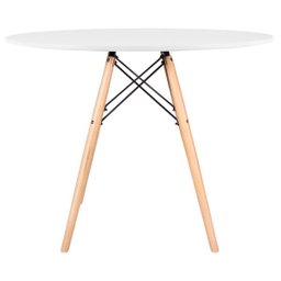 Mesa de Jantar Redonda Eames Eiffel - Wood - Tampo de Mdf - 100cm - Branco - 4