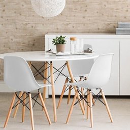 Mesa de Jantar Redonda Eames Eiffel - Wood - Tampo de Mdf - 100cm - Branco - 7