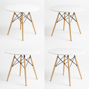 Ver mais imagens de Mesa de Jantar Redonda Eames Eiffel - Wood - Tampo de Mdf - 100cm - Branco