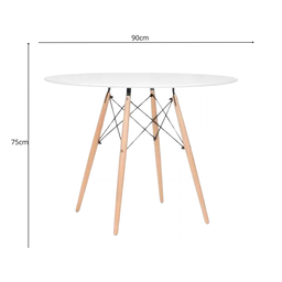 Mesa de Jantar Redonda Eames Eiffel Wood Tampo de MDF  90cm Branco - 9