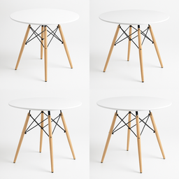 Mesa de Jantar Redonda Eames Eiffel Wood Tampo de MDF  90cm Branco - 6