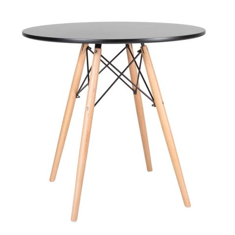 Mesa de Jantar Redonda Eames Eiffel - Wood - Tampo de MDF - 80cm - Preto