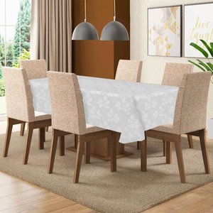 Toalha De Mesa De 4 Lugares Tecido Jacquard Quadrada: Branco