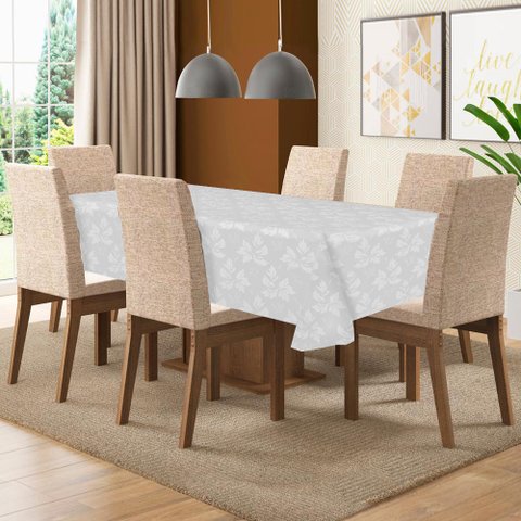 Toalha De Mesa De 4 Lugares Tecido Jacquard Quadrada: Branco