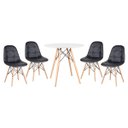 Ver imagem 1 de Conjunto de Mesa Eames 80cm Branco + 4 Cadeiras Eames Eiffel Botonê Preto