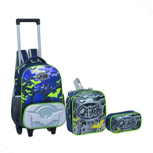 Kit Mochila Menino Darkbat Estojo Lancheira Térmica Creche:verde