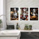 Ver imagem 1 de Kit 3 Quadros para Cozinha Gatos Cozinheiros 45x34cm - com Vidro:moldura Branca