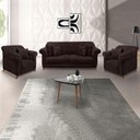 Ver imagem 2 de Kit 2 Poltronas E Sofá 2 Lugares 1,60m Marrom Café