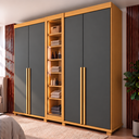 Ver imagem 1 de Guarda-Roupa Casal Reflecta 5 Portas 3 Gavetas com LED Cinza Cinamomo Grafite Áustria