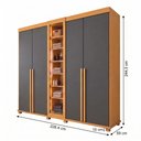 Ver imagem 4 de Guarda-Roupa Casal Reflecta 5 Portas 3 Gavetas com LED Cinza Cinamomo Grafite Áustria