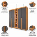 Ver imagem 5 de Guarda-Roupa Casal Reflecta 5 Portas 3 Gavetas com LED Cinza Cinamomo Grafite Áustria