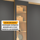 Ver imagem 7 de Guarda-Roupa Casal Áustria 5 Portas 1 Porta com Vidro Reflecta com LED e 3 Gavetas Internas Cinza/Cinamomo/Grafite