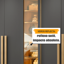Ver imagem 6 de Guarda-Roupa Casal Áustria 5 Portas 1 Porta com Vidro Reflecta com LED e 3 Gavetas Internas Cinza/Cinamomo/Grafite