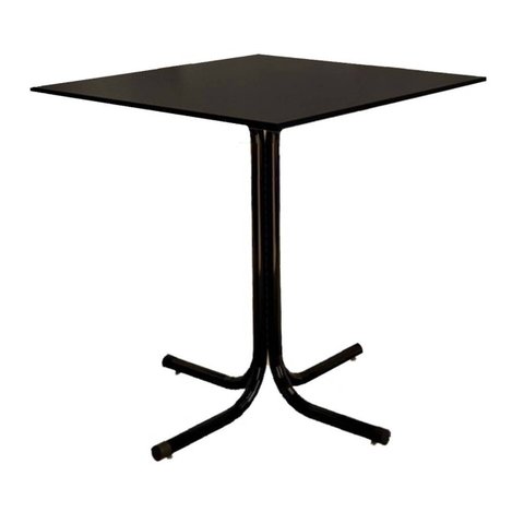 Mesa de Jantar Quadrada 70cm Preta Tampo Madeira Preto
