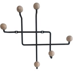 Gancho para Parede Preto Cabideiro Aço e Madeira Micro Steel Wood MS - 1