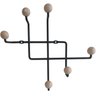 Gancho para Parede Preto Cabideiro Aço e Madeira Micro Steel Wood MS - 1