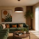 Ver imagem 3 de Lustre Pendente Madeira Redondo 40x15cm - Imbuia