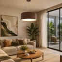 Ver imagem 2 de Lustre Pendente Madeira Redondo 40x15cm - Imbuia