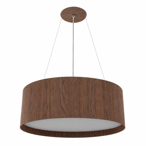 Lustre Pendente Madeira Redondo 40x15cm - Imbuia