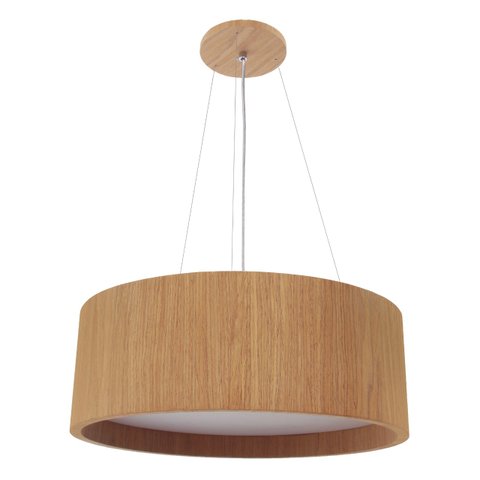 Lustre Pendente Madeira Redondo 60x15cm - Freijó