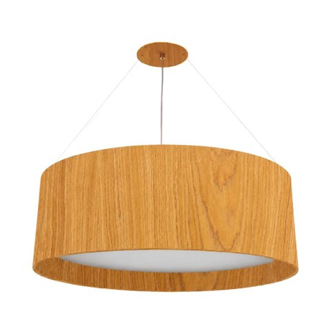 Lustre Pendente Madeira Redondo 60x15cm - Freijó