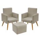 Ver imagem 1 de Kit 2 Poltronas Nina Rodapé e Puff Quasar Courino Bege Aradecor