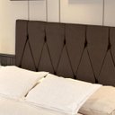 Ver imagem 3 de Cabeceira Suspensa Classic Estofado Suede Cama Box Casal 1,40 Decoração Quarto Moderno Marrom Rpm