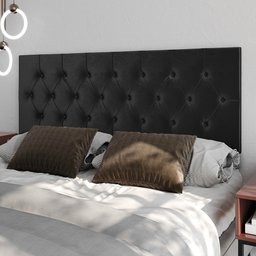 Cabeceira Estofada Quarto Casal Painel Cama Box 1,40 Paris com Captonê - Preto Suede- Rpm Móveis - 2