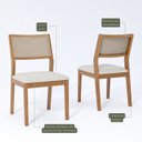 Ver imagem 3 de Kit 8 Cadeiras para Sala de Jantar Estofadas Oiti Bege/Madeira/Linho Cru
