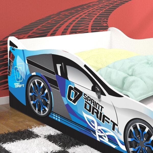 Cama Carro drift infantil azul JA Móveis