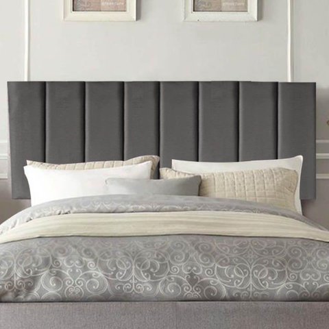 Painel Estofada Carla 195cm King Size para Cama Box Quarto Corino Cinza - Gat Magazine