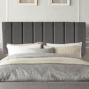 Ver imagem 1 de Painel Estofada Carla 195cm King Size para Cama Box Quarto Corino Cinza - Gat Magazine