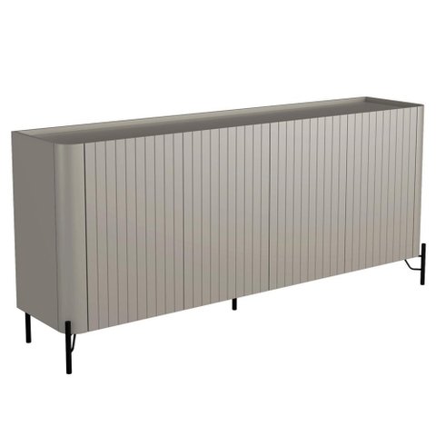 Aparador Buffet Sala de Jantar 4 Portas Brise Pés Industrial Preto Naim I03 Grigio - Lyam Decor