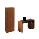 Ver imagem 1 de Escritório com Mesa para Computador 2 Gavetas com Armário 2 Portas Amendoa - Fdecor
