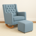 Ver imagem 2 de Poltrona Sofá Cadeira Amamentação Balanço C Puff Pés Madeira - Azul