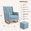 Ver imagem 3 de Poltrona Sofá Cadeira Amamentação Balanço C Puff Pés Madeira - Azul