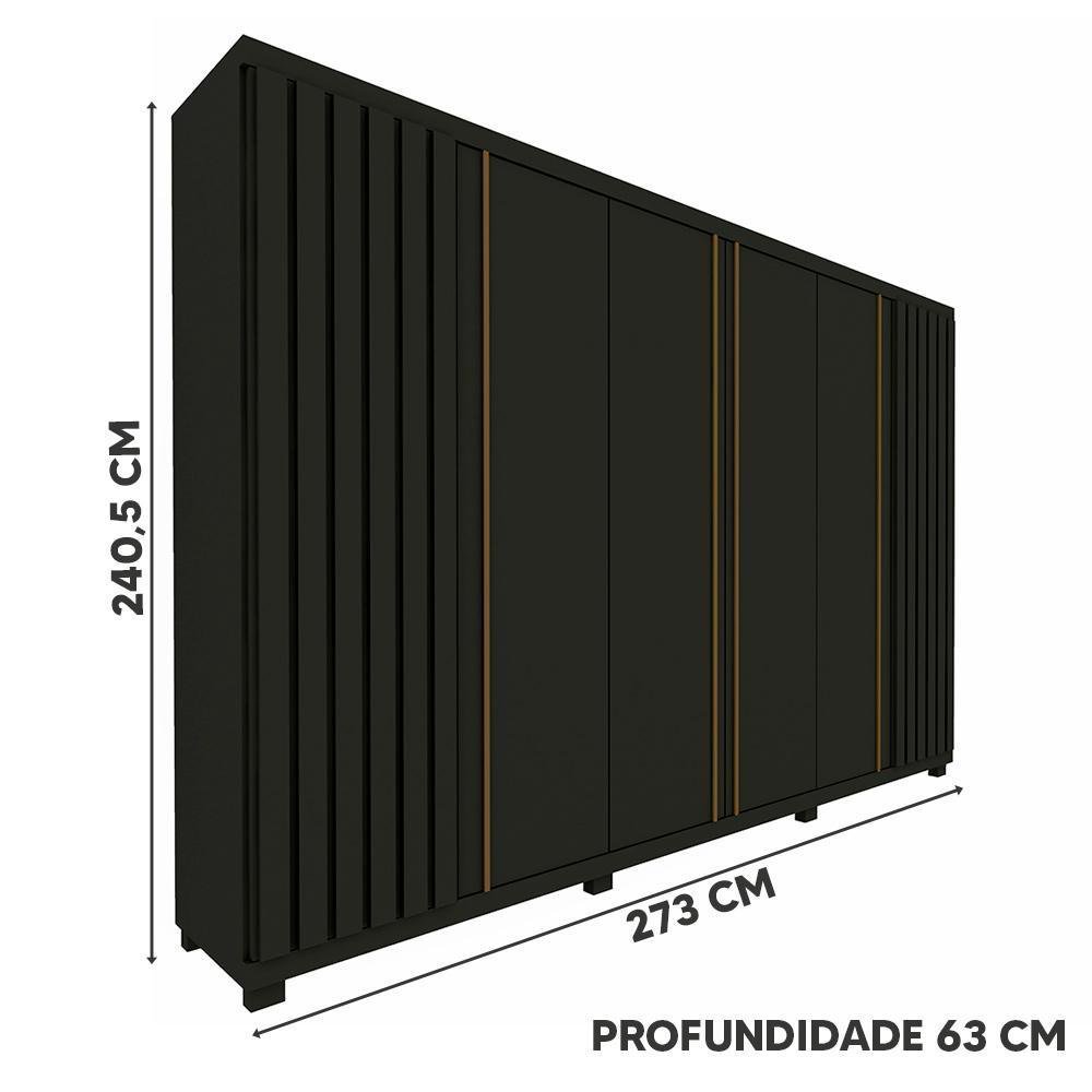 Guarda Roupa Casal 6 Portas 4 Gavetas Absolut New Gelius Móveis Grafite/Grafite - 4