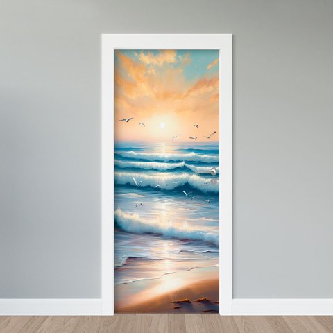 Adesivo de Porta - Pintura Pôr do Sol