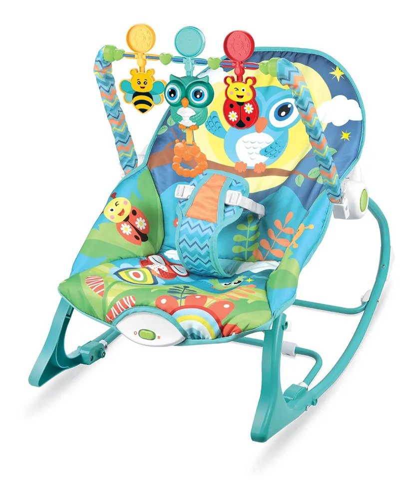 Cadeira De Descanso Balanço Musical Vibratória Encantada 3 em1 Azul Color Baby
